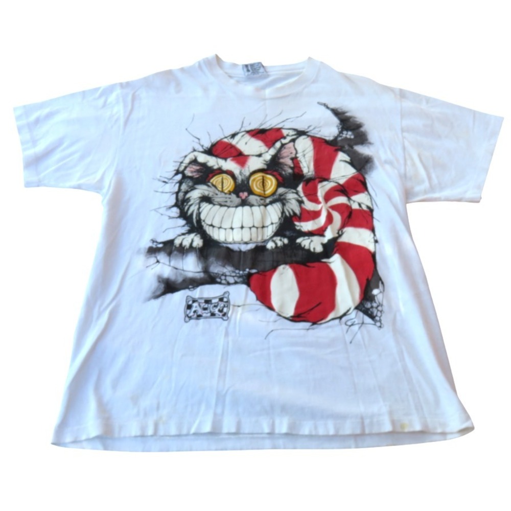 Cheshire Cat T Shirt Andazia Alice In Wonderland USA Made, Single Stitch 90s VTG